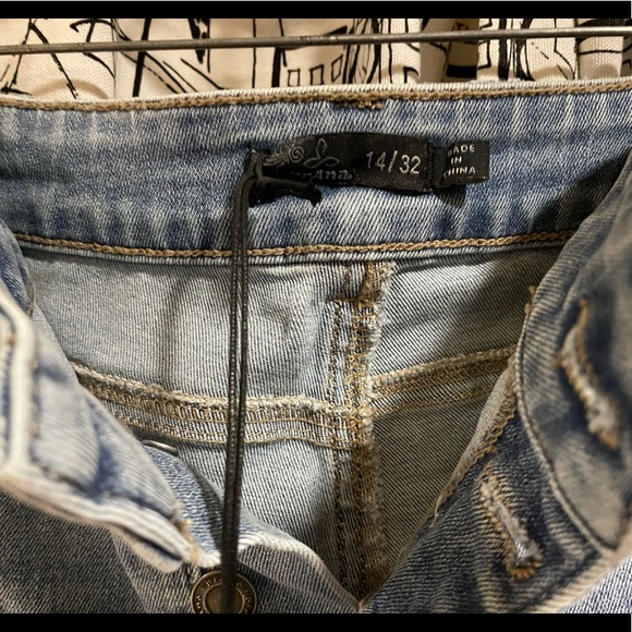 NEW prAna Gram Denim Organic Cotton Jean Short Button Fly Vintage Style Sz 14 32 - Picture 10 of 16